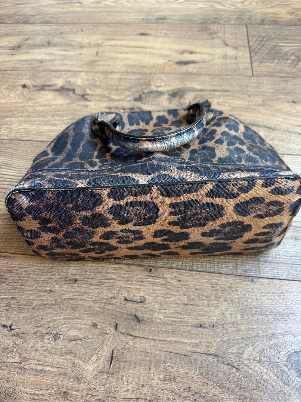 Steve Madden Leopard Print Saffiano Faux Leather Dome Satchel Bag Handbag